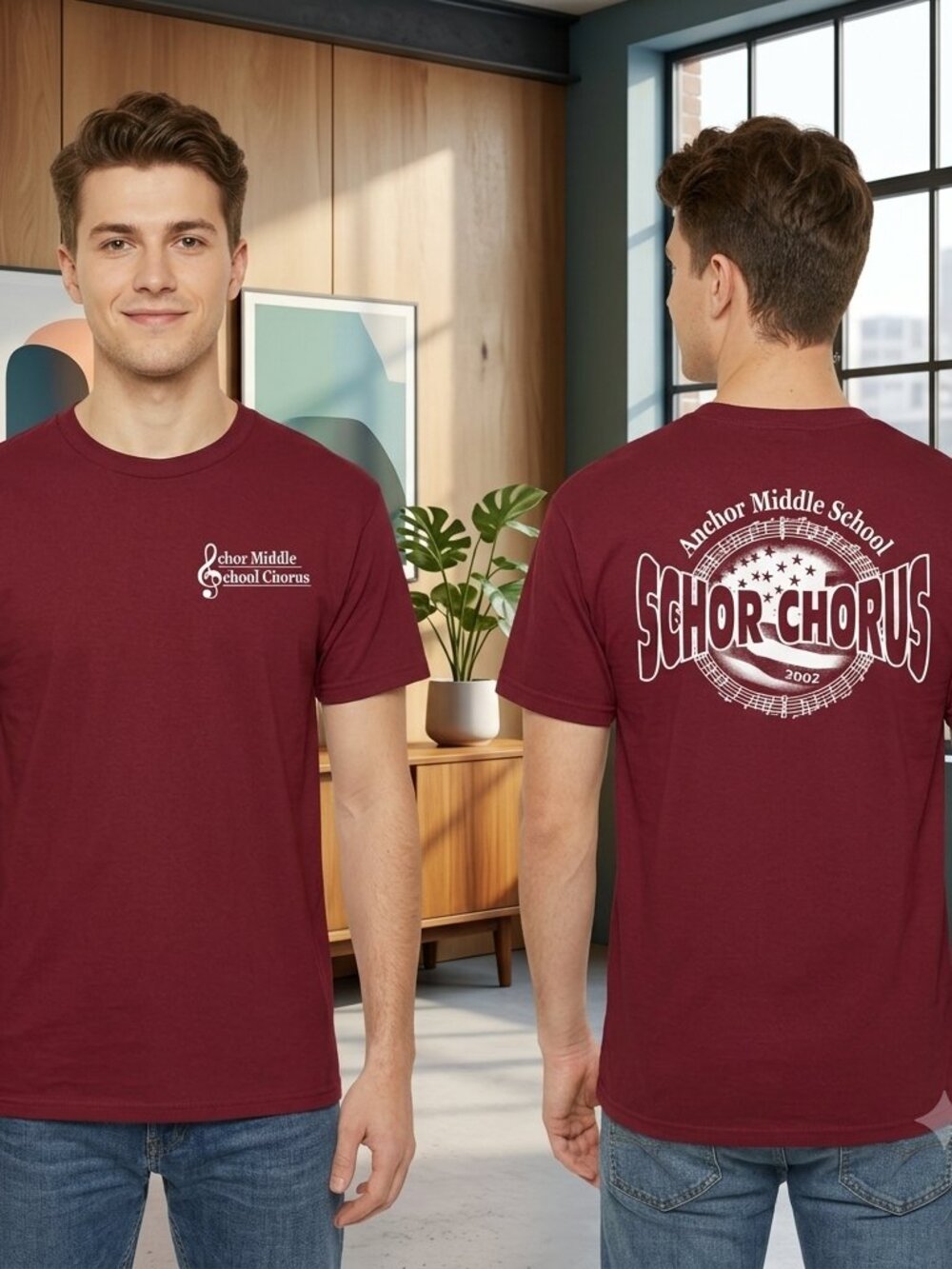 Jerzees Activewear Unisex Adult S T-Shirt School Music Cotton Burgundy Vintage